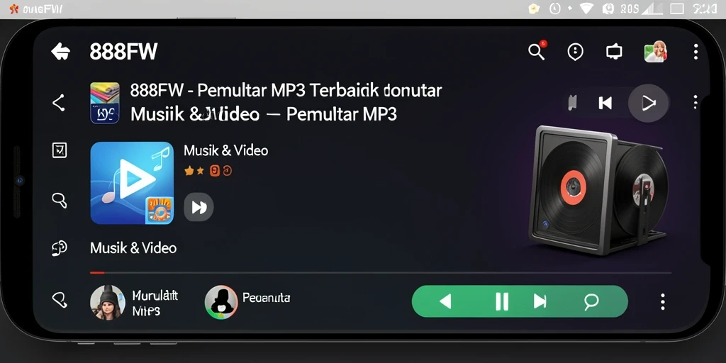 Tampilan antarmuka intuitif <strong>888FW</strong> untuk pemutar MP3.