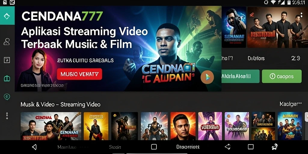 Screenshot utama CENDANA777 dengan antarmuka aplikasi Streaming Video yang menarik.