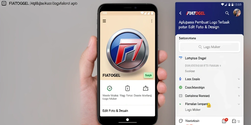 Tampilan antarmuka FIATOGEL saat mendesain logo yang menarik.