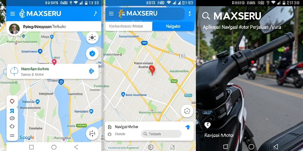Tampilan antarmuka aplikasi MAXSERU untuk Navigasi Motor yang intuitif.