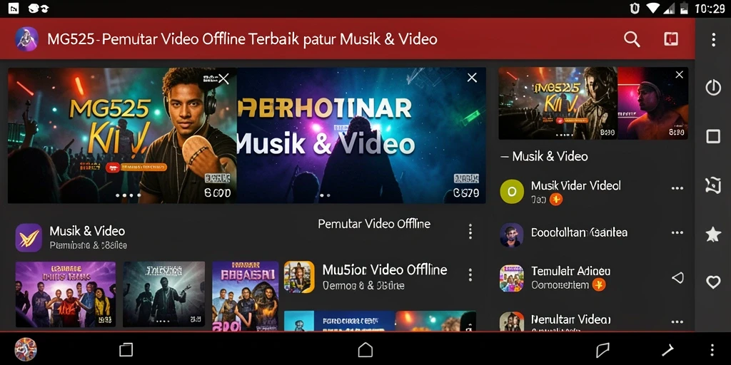 Antarmuka MG525 yang user-friendly untuk Pemutar Video Offline.