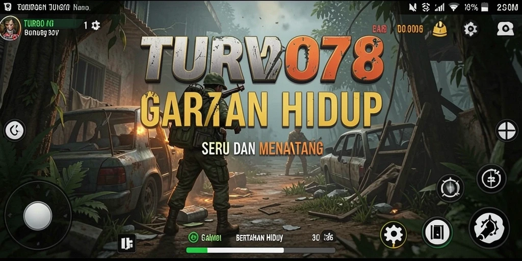 Tampilan antarmuka TURBO78 yang menarik dan interaktif dalam game Bertahan Hidup.