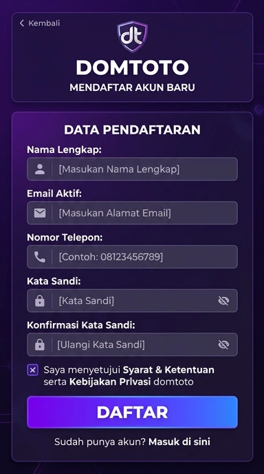 Panduan Registrasi Akun Baru Domtoto untuk Android
