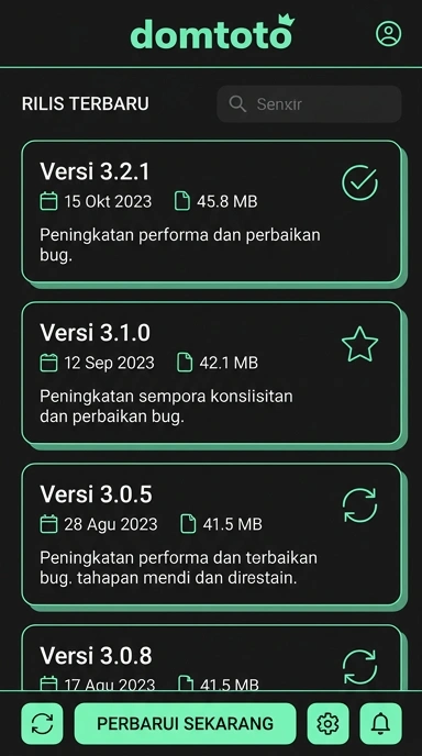 Riwayat Versi domtoto untuk Pengguna Android